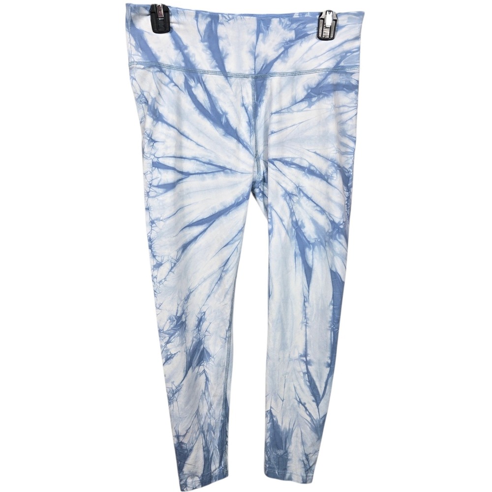 Mono B Tie Dye Leggings Blue White Swirl Athletic Pants Womens Size L